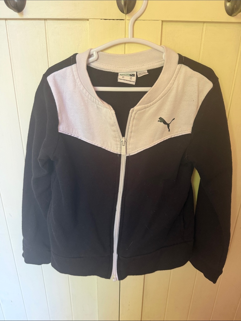Puma Black Jacket with White Collar and Zip
